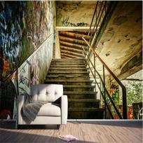 Gatvės grafiti tapetai Modernus viešbučio foninis sienos lipdukas 3D tapetai Namų dekoravimas 200 cm(W) x 140 cm(H) brown