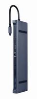 GEMBIRD A-CM-COMBO10-01 USB Type C 10in1 multi port adapter USB hub + HDMI + VGA + PD + card reader + LAN + 3.5 mm audio space grey