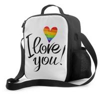 Striped Rainbow Pride Flag LGBT Insulated Lunch Box Leakproof Portable Lunch Bags with Adjustable Shoulder Strap Cooler Tote Bag 26.5x20x11.5CM smėlis