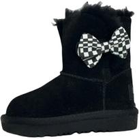 UGG Kenzie Checker Bow Comfortable Durable Walking Shoes Baby Shoes Black 1138831T-BLK 22 black