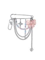 VVV Princess Ribbon Safety Pin Keyring black gray