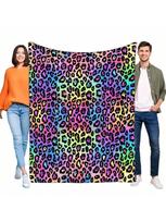 Spalvota vaivorykštės leopardo rašto antklodė Minkštas jaukus pledas lovai, sofai, puikiai tinka namų dekoravimui, lengvas šiltas dovanų draugams A  100X130CM pilka spalva