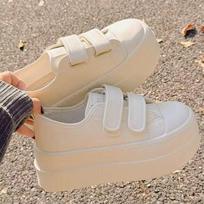 New new products with skirts Velcro board shoes platform heightening casual bread shoes 40【strength factory-take on export trade】 smėlis