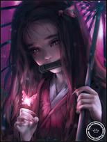 DIY Anime Demon Slayer Nezuko Diamond Rhinestones Painting Japanese Cartoon Cross Stitch Embroidery Picture Mosaic Bedroom Decor Round 20X30CM pink