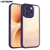 KEYSION Transparent Phone Case for VIVO V70 Soft Silicone+PC HD Clear Simple Shockproof Phone Back Cover for VIVO V70 5G for VIVO V70 violetinė