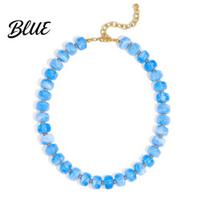 Charming Neck Jewelry Chunky Colorful Beaded Choker Resin Beads Necklace G white