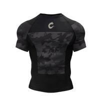 Men's short-sleeve compression t-shirt, suitable for Brazilian jiu-jitsu training and gym workouts. S black