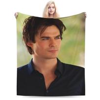 Damon Salvatore Flannel Blankets Winter Soft Throw Blanket for Girls Boys Bedroom Graphic Bedspread Sofa Bed Cover Size: 75*100cm, Weight: 280 GSM