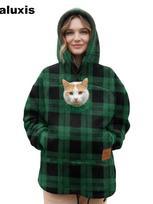 Fleece gobtuvinis džemperis, ilgas, laisvas, kasdienis, šiltas paltas 3XL tamsiai žalia spalva