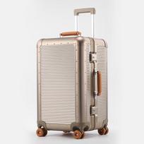 28-Inch Retro Aluminum Alloy Frame Anti-Collision Trolley Case with Metal Bearing Wheels and Pure PC Wheel Travel Suitcase 20-inch gray