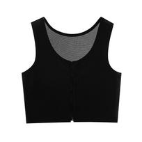 Women Zipper Chest Binder Flat Breast Shaper Bralette Casual Tank Top M juoda