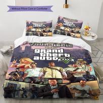 Name Custom GTA Game Pattern Bedding Set Quilt Cover Pillowcase Home Decor Gift (1 * duvet cover + 2 * pillowcase, without core) 135x200cm