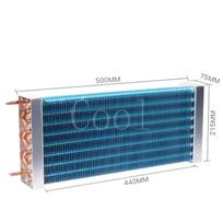 3*8*500MM evaporator freezer refrigerator freezer refrigerated display cabinet freezer copper tube fin air-cooled condenser 500-75-215MM blue