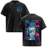 Anime Jojo Bizarre Adventure Johnny Joestar STEEL BALL RUN Vintage Washed T-shirt Men Women Clothing Retro Short Sleeve T Shirts S black