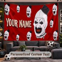 Terrifier Art the Clown Personalized Tapestry Support Custom Name, Wall Art Home Decoration 180cmx230cm