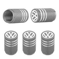 For Volkswagen 5Pcs Aluminum Car Wheel Valve Protection Cap Tyre Dust Cover VW Volkswagen Jetta Polo Touran Golf Passat tamsiai pilka spalva