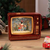 Christmas Snowfall LED Music Box Ornament with USB 18.5*15*7 cm