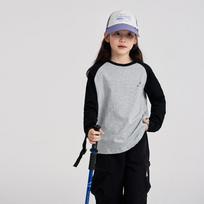 Kids Color Contrast Raglan Long Sleeve T Shirt Casual Bottoming Top For Boys Girls 170cm pilka