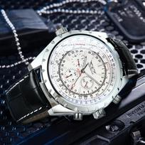 Automatinis vyriškas laikrodis Karinis Daugiafunkcis 3 papildomi ciferblatai Sportinis Mechaninis Laikrodis Geriausias Prekės ženklas Prabangus Odinis Plieninis Dirželis white