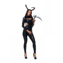 Gotikinė Raganos Vampyro Kostiumas Moterims Tamsaus Fantastikos Helovino Apranga Su Ragais Kirvio Aksesuaru Medium black