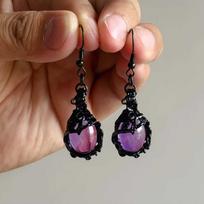 Vintage Purple Crystal Hollow Carved Drop Earrings Lightweight Dangle Earrings for Women Office Wear Formal Event Accessories A2 black