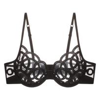 CINOON Prancūziškos permatomos liemenėlės nėriniai Sexy Temptation apatinis trikotažas Moteriškas itin plonas Push Up liemenėlis Hollow Out Bralette apatinis trikotažas XL juoda