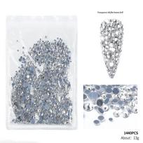 1440Pcs Flatback Crystal AB Rhinestones In Bulk Package SS3-SS20 Clear AB Strass for Nail Art 05