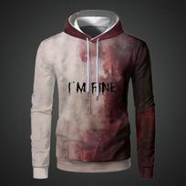 I'm Fine Bloody Horror Vyriški džemperiai Problema išspręsta Kraujo juokingi Keista sportiniai megztiniai Helovino mada Retro megztiniai drabužiai 2XL gray