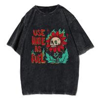 Zero Skull Išskalbti Oversize Marškinėliai Medvilniniai Marškinėliai Vyrams Moterims Unisex Y2K Marškinėliai Viršutinė Dalies Marškinėliai 3XL black