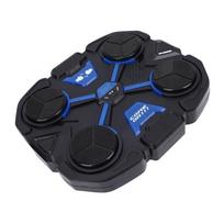 Music Boxing Machine Interactive Electronic Punching Trainer with Gloves LED Counter Padded Cushion black