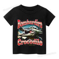 Italian Brainrot Cotton T-shirt Kids Clothes Boys Girls Funny Tops Tung Tung Sahur Ballerina Cappuccino Print Tees Streetwear 140 black