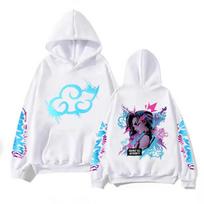 Y2k Arcane Jinx Mielas Anime Spaudas Su Gaubtu Harajuku Kawaii Džemperis Ilgomis Rankovėmis Animacinis Vilnonis Drabužis Moletom Madingi Džemperiai ir Džemperiai Moteriški XL balta