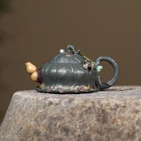 Creative Yixing Handmade Purple Clay Teapot Bionic Lotus Frog Tea Pot Handmade Beauty Kettle Chinese Zisha Tea Set Teaware 210ml gray