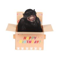 Funny Monkey Happy Birthday Pop-Up Card 3D Paper Invitation Greeting Card for Kids Birthday Party Wedding Decoration Supplies black