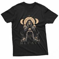 Hecate Greek Moon Goddess of Witchcraft Holding Skull Black TShirt Unisex T-Shirt XXL gray