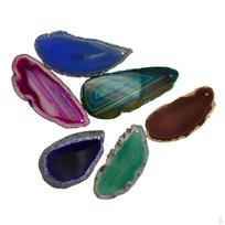 6 Piece Irregular Shape Agate Quartz Slice Pendant Charms for Jewelry Making gray