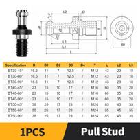 High Precision Pull Stud BT30 BT40 BT50 CNC Milling Tool Holder Retention Knob 45° 60° 90° Pulling Nails for BT40 1pcs BT30-90Degree