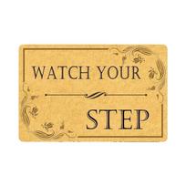 Watch Your Step Doormat Rubber Bathroom Kitchen Mat Garden Garage Door Floor Mat Non-Slip  Carpet Rug 23.6x15.7 Inch beige