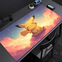Pokemonas Ešas ir Pikaču Bėgantys Stalo Kilimėlis Neslystantis Didelis Žaidimų Pelės Kilimėlis Vandeniui Atsparus Anime Klaviatūros Kilimėlis Namų Biuro Dekorui 30x80x0.2cm