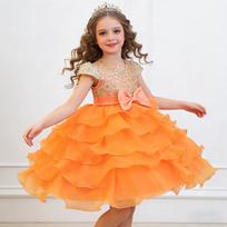 Girl Princess Rose Tulle Pageant Gown Kids Dress 110cm beige