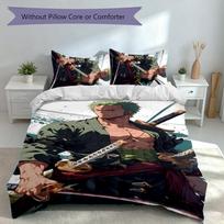 3pcs One Piece Zoro Duvet Cover Set, Includes 1 Duvet Cover and 2 Pillowcases,Skin-Friendly&Comfortable Fabric,Suitable Bedding Sets 135cmx200cm white