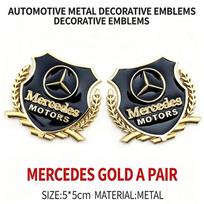 2 vnt. 3D metaliniai automobilio sparno ir bagažinės lipdukai, ženklelis, emblema, lipdukas MERCEDES BENZ W203 W204 W205 W209 W210 W211 W212 W176 W166 W163 auksas