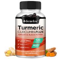 Bcuelov Turmeric Curcumin Plus Capsules, Ginger & Black Pepper, Vitamin C, 120 Caps 120 Capsules