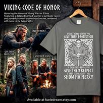 Viking Honor Norse Warrior Protection Respect Mercy Quote Rune Graphic Comfort Colors Tee 4XL gray