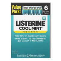 Set Of 6X Listerine Pocketpaks Fresh Breath Strips, Cool Mint, Sugar-Free, 72 Strips Per Pack, 432 Strips In Total