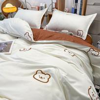 Pastoracinė skalbta medvilninė patalynė keturių dalių komplektas, antklodės užvalkalas, patalynė, dvivietis bendrabučio trijų dalių komplektas 1.2m bed