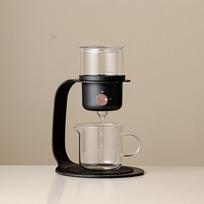 Elegant Cup Teapot Glass Heat-resistant Lazy Tea Maker Teapot Coffee Brewing Filter gray