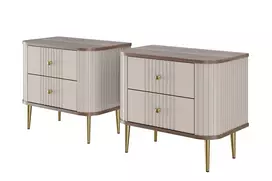 Set Of Night Stands Vesper - Cashmere / Nut / Gold Legs