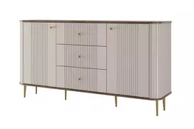 Chest Of Doors Vesper 160 Cm With 3 Drawers - Cashmere / Nut / Gold Legs