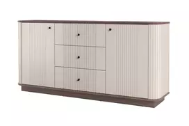 Chest Of Doors Vesper 160 Cm With 3 Drawers - Cashmere / Nut / Black Handles